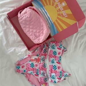 Pink and Blue Patterned Bikini Set